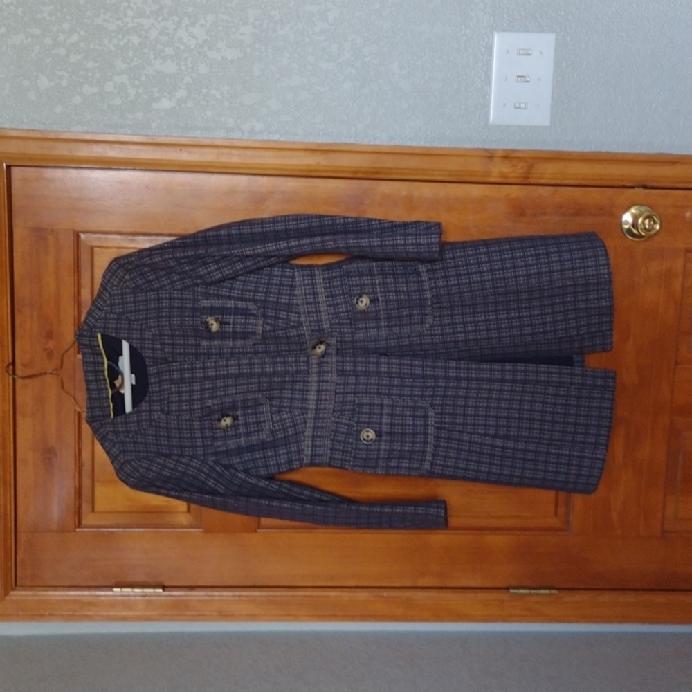 Boden navy and cream lightweight dress coat, size 6R (US 2/4)